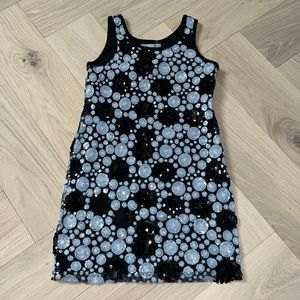 Girls Black and White Sequence Dress